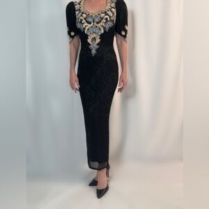 Landau Black and Gold Long Sleeve Dress